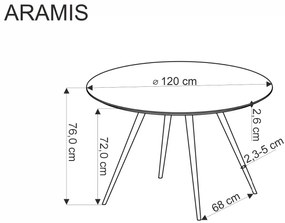 ARAMIS Stół jadalniany Okrągły 4-osobowy Lastryko Biały Nowoczesny fi.120cm