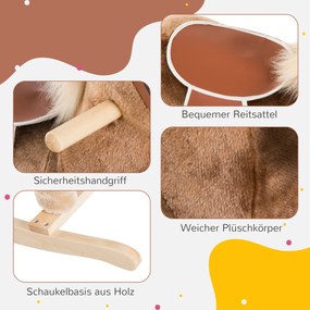 HOMCOM Koń na biegunach niemowlę pluszowy bujak huśtawka plusz zabawka dzieci