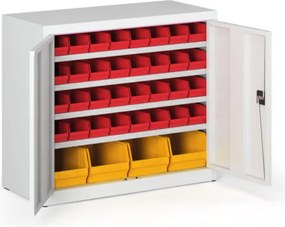 Szafka z pojemnikami BASIC - 800 x 400 x 920 mm, 32x A, 4x C, drzwi szare/szare