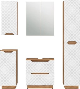 Zestaw mebli łazienkowych dąb/biały ze strukturą płytek 59.8x32x62.5 lotta