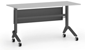 Mobilny stół PRIMO MOVE, 140x60 cm, czarna podstawa, szary