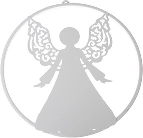 Metalowa dekoracja świąteczna na ścianę anioł Galadriel biały, 38 x 39,5 cm