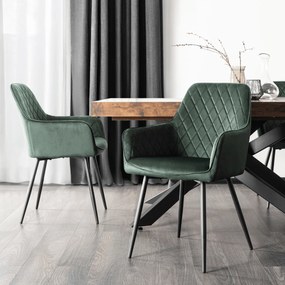 Krzesło Tapicerowane do Jadalni BRESSO Zielone Welurowe Nowoczesne Loft