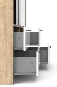 Biało-naturalna szafa w dekorze dębu z drzwiami przesuwnymi 121x200 cm Line – Tvilum