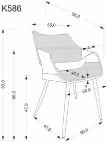 Krzesło tapicerowane welur sklejka gięta orzechowy/czarny K586