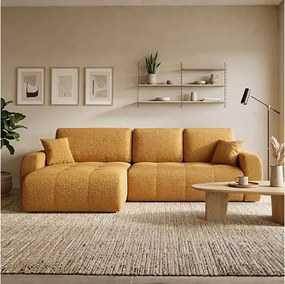 Stylowy narożnik rozkładany lewostronny  IVO XL 280x142 cm w tkaninie CENTAUR 8 miodowej