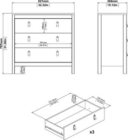 Komoda z szufladami na nóżkach Madrid 3S, kaszmir mat