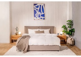 Szarobrązowe tapicerowane łóżko dwuosobowe ze schowkiem i stelażem 160x200 cm Myra Pillow – Bonami Selection