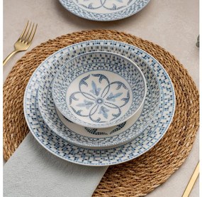 Zestaw obiadowy 24-częściowy niebieski/porcelana
