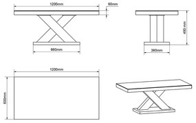 Ława XENON MINI 120x60 czarna połysk/biała połysk HUBERTUS