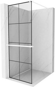 Mexen Kioto+ ścianka prysznicowa z półką Walk-in 70 x 200 cm, czarny wzór, biała - 800-070-121-20-77