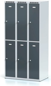 Alfa 3 Metalowa szafka skrytkowa S6, 6 schowków, 1800 x 900 x 500 mm, zamek obrotowy, drzwi ciemnoszare