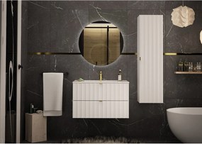 Biała Szafka Łazienkowa pod Umywalkę 80cm Ryflowane Fronty Arcos