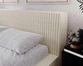 Emporius Buffy łóżko tapicerowane 180x200 - nowoczesne łóżko z pojemnikiem i stelażem, sztruks, beżowy (Vito 23)