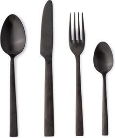 Czarne sztućce 16 szt. ze stali nierdzewnej dla 4 osób Hestia – Bizzotto