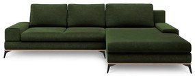 Butelkowozielony rozkładany narożnik Windsor & Co Sofas Planet, prawostronny