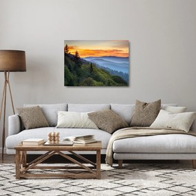 Obraz na szkle - Czerwone chmury w górach (70x50 cm)