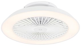 Inteligentny Wentylator sufitowy z lampą biały 59,5 cm z LED z możliwością ściemniania i pilotem - Deniz Nowoczesny Oswietlenie wewnetrzne