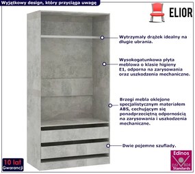 Minimalistyczna szafa bez drzwiczek beton - Uxaro 3X