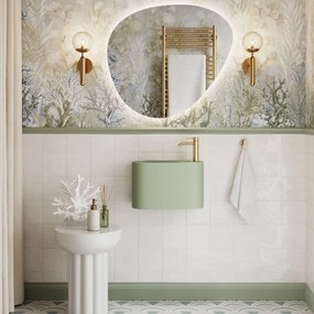 Umywalka z kamienia syntetycznego nablatowa / wisząca owalna zielona 45 x 22 cm OVELA Green : Typ montażu - podwieszana