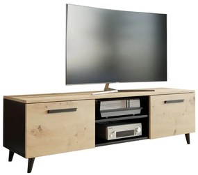 Skandynawska szafka RTV na nóżkach do salonu dąb artisan - Nivegi 2S