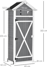 Outsunny Domek narzędziowy z drzwiami dachem szopa na narzędzia składany stół kolor szary drewno jodłowe