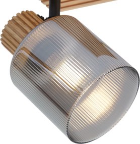 Nowoczesny reflektor drewniany z przydymionym szkłem, obrotowy i przechylny - Gracy