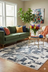 Jasnoszary dywan w nowoczesną kratę D9-C26