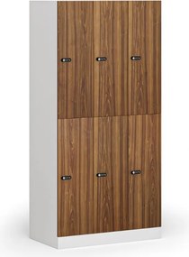 Szafka skrytkowa S1, 6 schowków, 1850 x 900 x 500 mm, zamek mechaniczny z kodem, drzwi laminowane, orzech