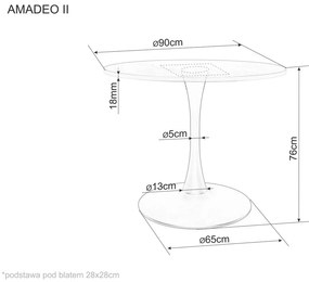 Okrągły stół jadalniany AMADEO II 90x90 cm, dekor dąb