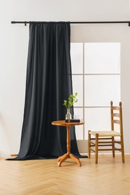 Czarna zasłona OXFORD 140x250 cm Zawieszanie: Taśma z wiązaniami