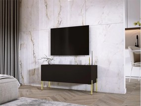 Szafka RTV: Czarny mat, złote nogi, 100 x 52 x 32 cm