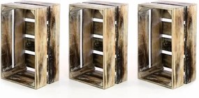 Zestaw 3 x drewniane pudełko VINTAGE DIVERO kolor brązowy - 44 x 28 x 19 cm