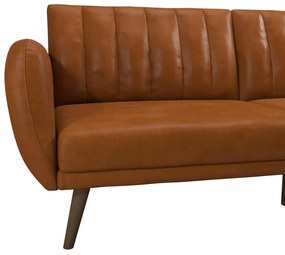 Pomarańczowa rozkładana sofa z imitacji skóry 207 cm Brittany – Novogratz