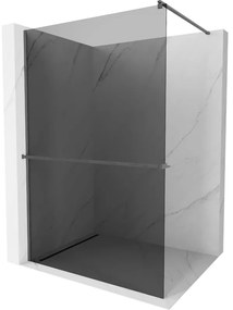 Mexen Kioto+ ścianka prysznicowa z półką Walk-in 80 x 200 cm, grafit, gun gray szczotkowany - 800-080-121-66-40
