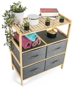 G21 Bambusowy regał z koszykami, 3 półki, szary, 3 piętra