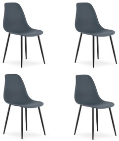 Zestaw 4 łupkowoszarych krzeseł OSAKA z czarnymi nogami