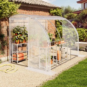 TOOLPORT 2 x 3 m Przyścienny tunel foliowy plandeka PE biały - (9032)