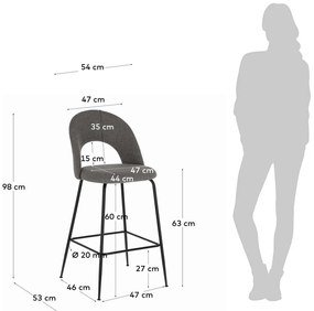 Szare hokery zestaw 4 szt. (wysokość siedziska 63 cm) Mahalia – Kave Home