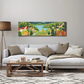 Obraz - Wioska w górach (170x50 cm)