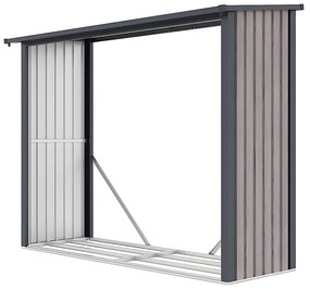 Wiata na drewno opałowe WINWOOD z metalu i stali galwanizowanej, drewnopodobna, 4,9 metra przestrzennego – 4,1 m3 – 242 × 89 × 190 cm (dł. × szer. × wys.)