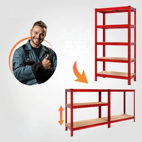 Monzana Regał o dużej nośności HEAVY, max. 875kg, 180×90×40cm, czerwony