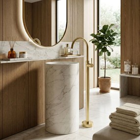 Bateria umywalkowa podłogowa Rea Lungo Złota