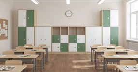Zestaw mebli do pracowni szkolnych Blox Colours 19, fronty pastelowe zielone