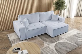 Narożnik z funkcją spania w kształcie L Bohoo, tkanina Raven, Jasnoszary, Prawy