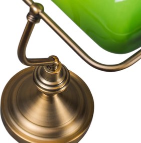 Inteligentna klasyczna lampa stołowa brązowa z zielonym szkłem w tym Wi-Fi A60 - Banker