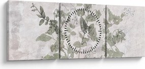 Obraz - Rośliny w gipsie (z zegarem) (90x30 cm)