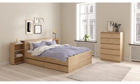 Łóżko dwuosobowe w dekorze dębu 160x200 cm Naia – Tvilum