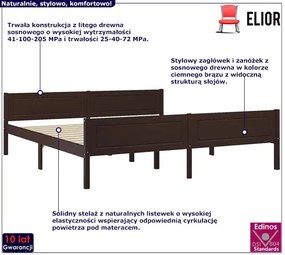 Drewniane dwuosobowe łóżko ciemny brąz 180x200 - Siran 7X
