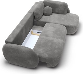 Masseno Narożnik AMICO z funkcją spania i pojemnikiem na pościel Narozniki L, Rozkładana sofa - Szary, EGON 13